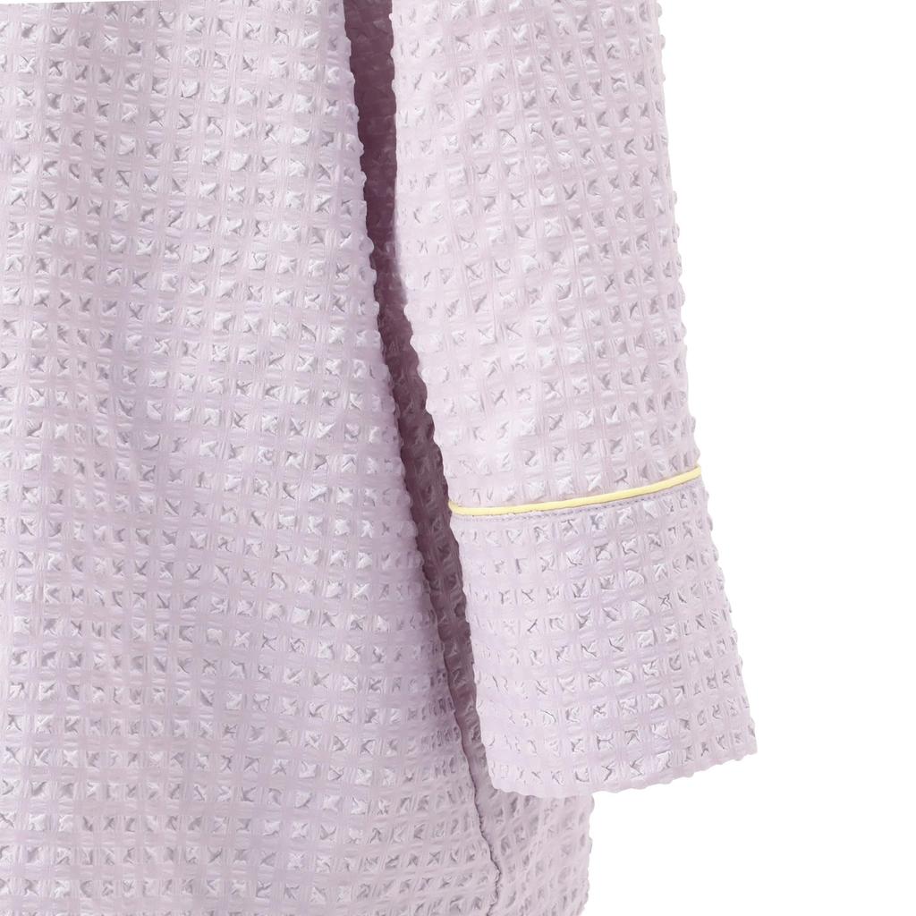 Francfranc Purple Pajama Set with Embroidered Logo and Check Jacquard Pattern, Loungewear, and Relaxation Wear, 2025 Model