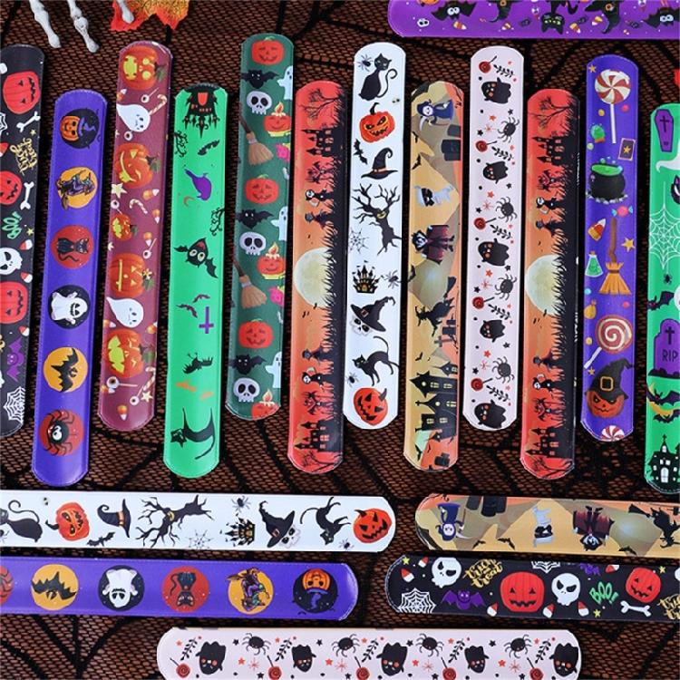 100 Peças Pulseiras de Bater Únicas com Tema de Halloween Pulseiras de Bater de Halloween para Reuniões Temáticas e Celebração