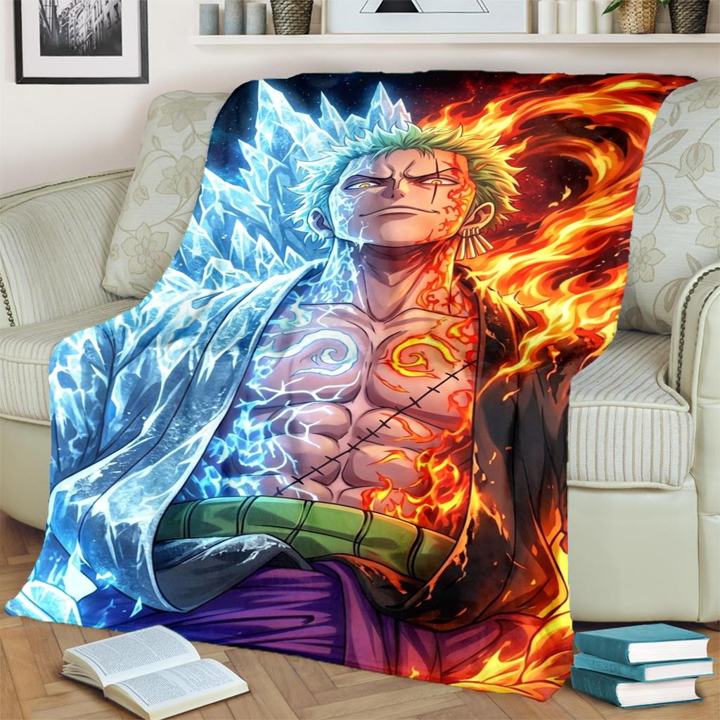 "ONE PIECE" Print Flannel Blanket Warm Comfortable for Bedrooms, Sofas, Beds, Chairs, Picnics, Travel