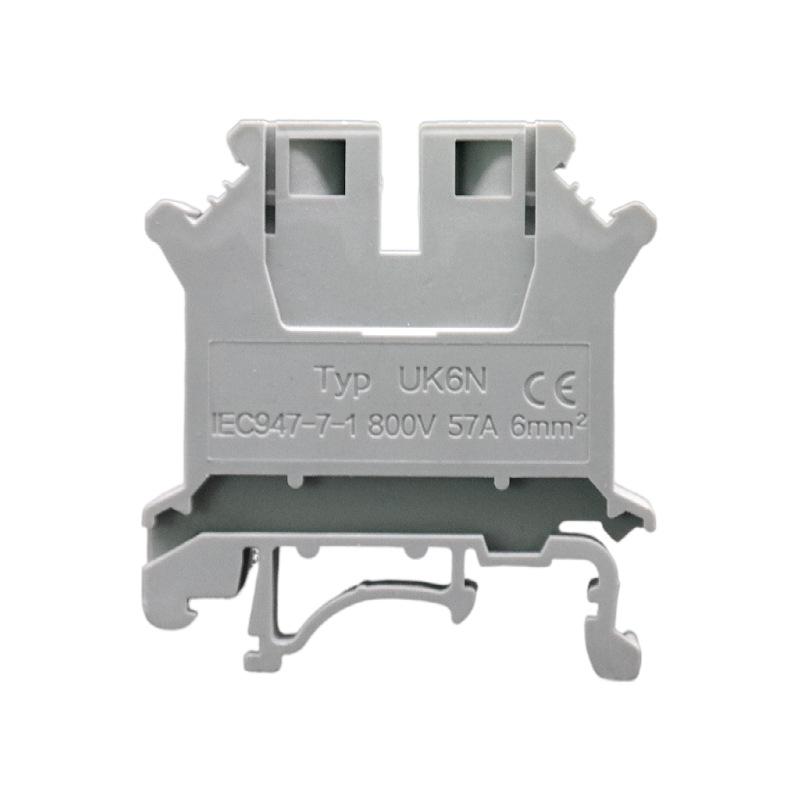 UK6N Gray Flame Retardant DIN Rail Terminal Block with Terminal Post
