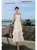 Sanya French Seaside Spaghetti Strap Ruffled Vacation Dress