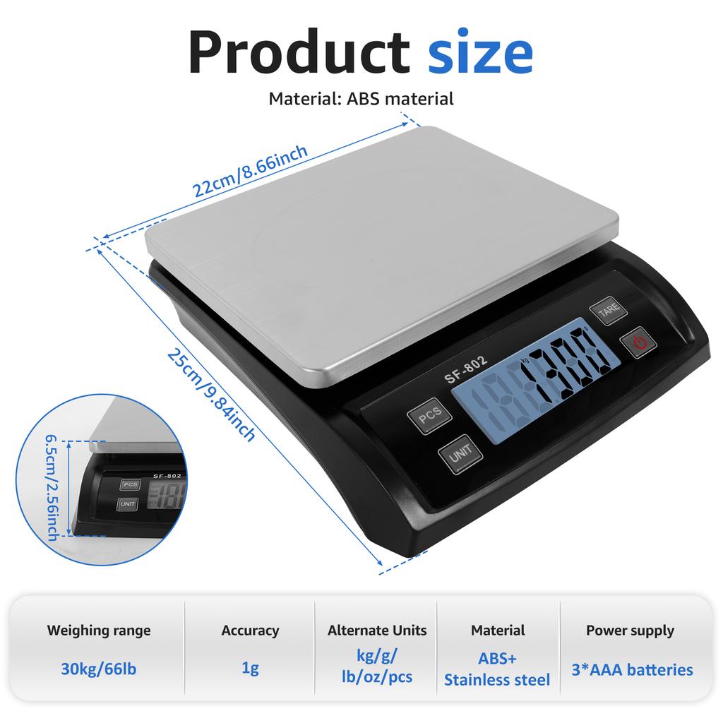 Food Scale Multifunctional Digital Kitchen Scale for Baking Smart Weighing Food Scale 30kg Practical for Cooking And Counting