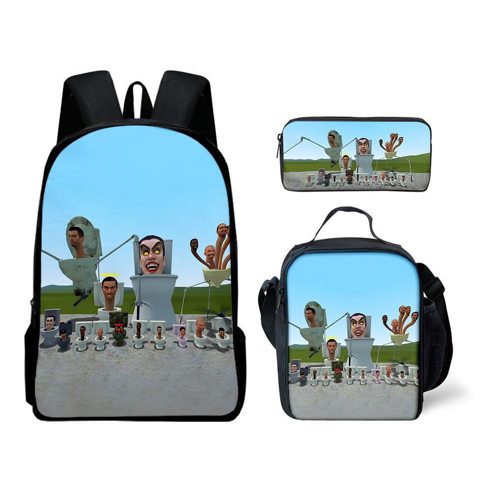 Skibidi toiletman schooltas titan monitorman rugzak schoudertas etui driekoppige set