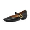 [British Century Old Brand] Retro Square Toe Low Heel One-piece Mary Jane Fashion Shoes, Comfortable and Versatile Women's Single Shoes