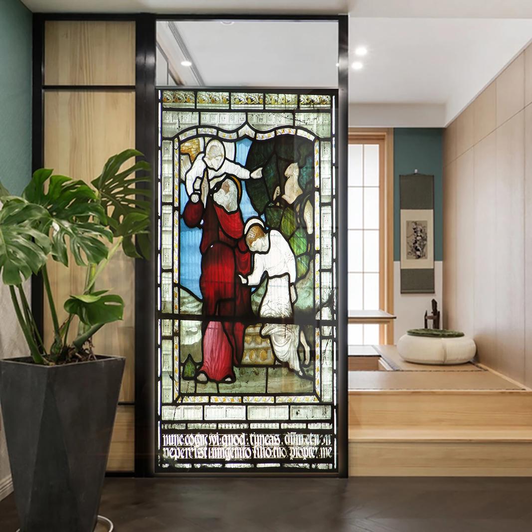 

Church Stained Glass Decals Window Film Privacy Heat Insulation and Anti UV Blocking Static Cling Window Sticker for Home J64 (as the picture,40x100cm WxH)