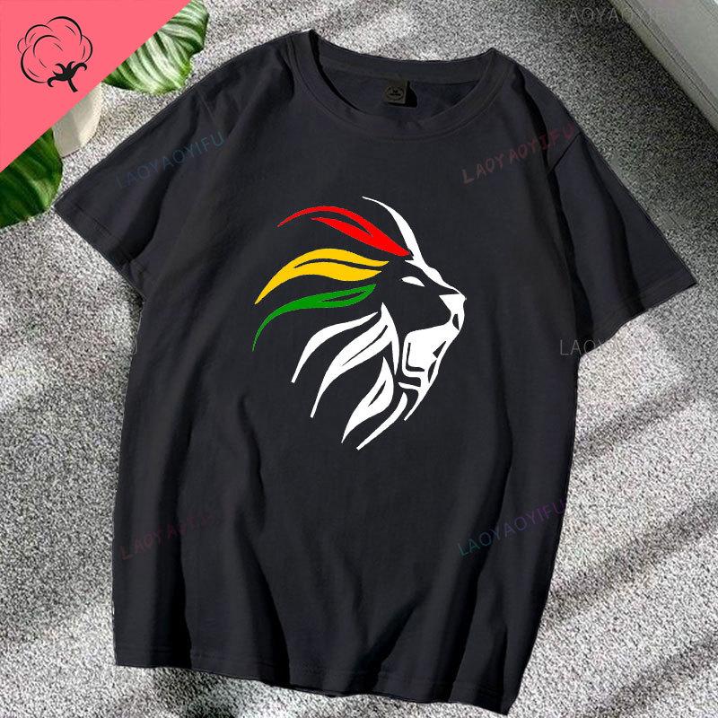 T-shirt Leone Rasta Giuda Cuffie Rastafariano Giamaicano Zion Uomo Cotone di Alta Qualità Canottiera Casual Traspirante Abbigliamento Street