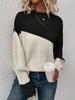 Women's Casual Color Block Long Sleeve Knit Sweater