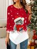 Dámské volné tričko s kulatým výstřihem a tříčtvrtečním rukávem, 3D vánoční vzor, ideální halloweenský a vánoční dárek