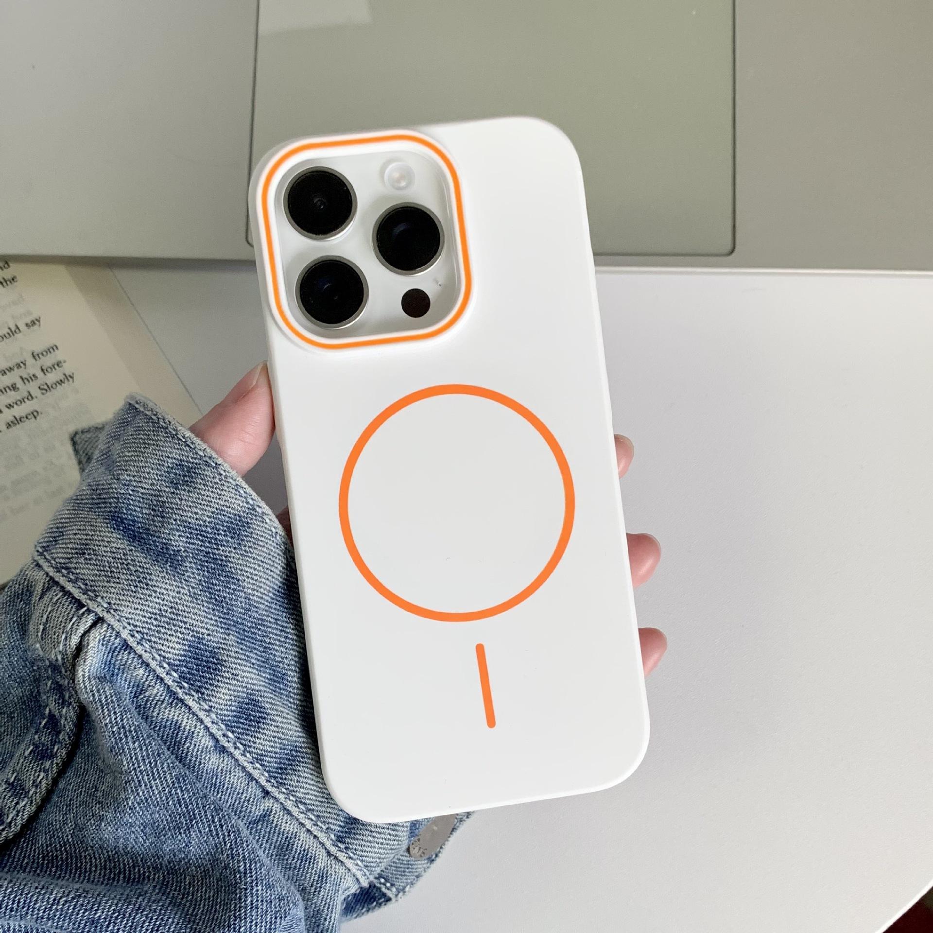 

For Apple 16 Phone Case PC Skin Texture Matte for IPhone 15 Promax Fine Circle Magnetic Suction 14 Minimalist 13 Hard Case For iPhone11