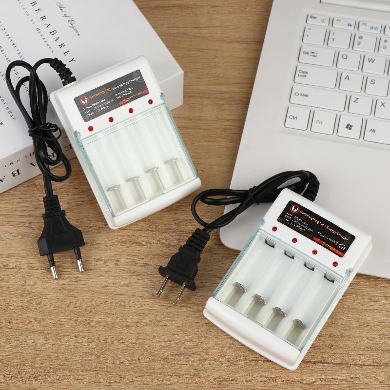 4 Slot AA AAA 1.2V Battery Charger with Independent Charging EU US Plug for Household Electronics and Travel Convenience
