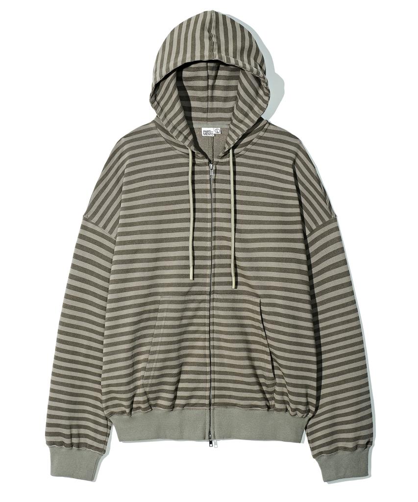 Partimento Striped Zip-Up Hoodie Beige