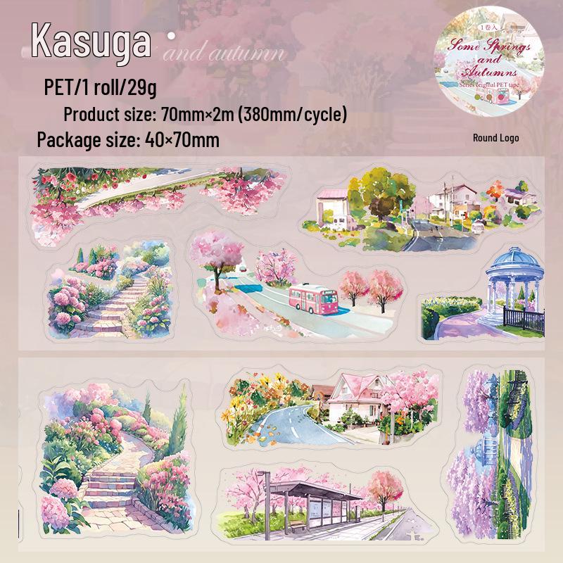 Original Saisonale Landschaft Tomaten Ketchup Mädchen PET Klebeband: Frühlings- und Herbsttagebuch DIY-Dekoration