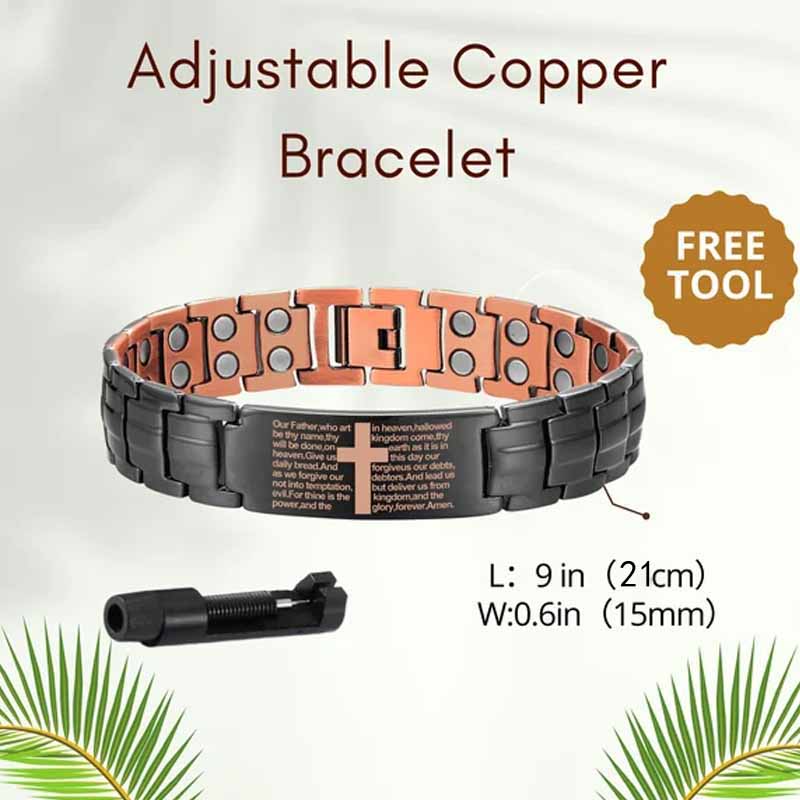

Men s Copper Cross Magnetic Bracelet - Adjustable Black Copper Jewelry 21cm