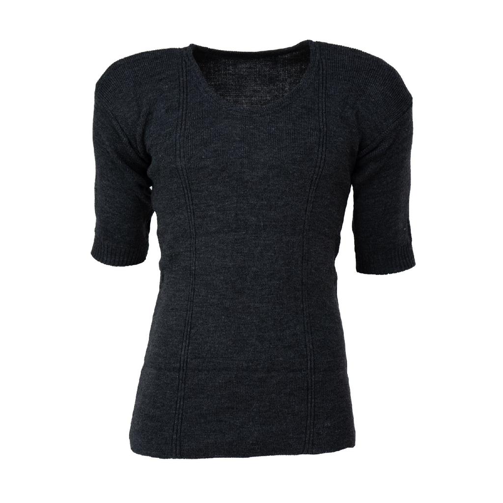 Men's Winter 100% Wool Thermal Undershirt Short Sleeve Thick Classic Wool Knitted Solid Color Keeps Warm