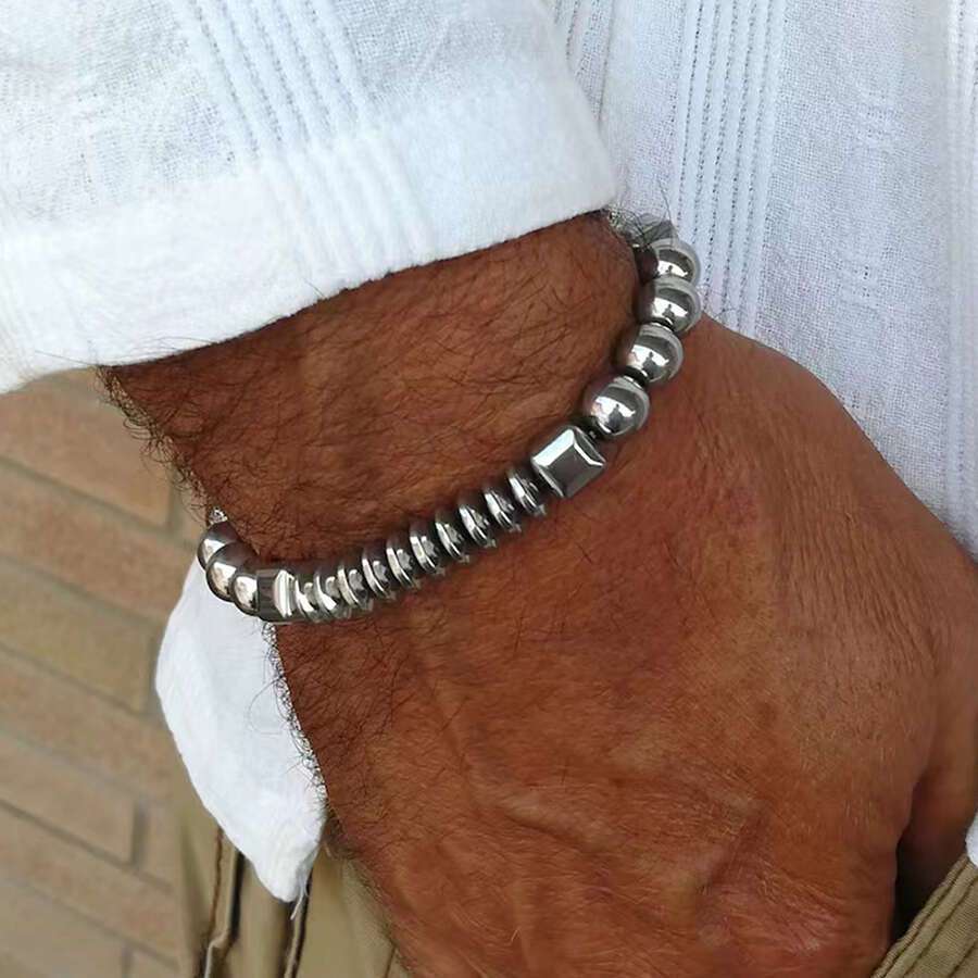 Multi-layer Men's Combination Elastic Bracelet 3Pcs/Set Gift Black Natural Stone Accessories For Couple Friends Jewelry