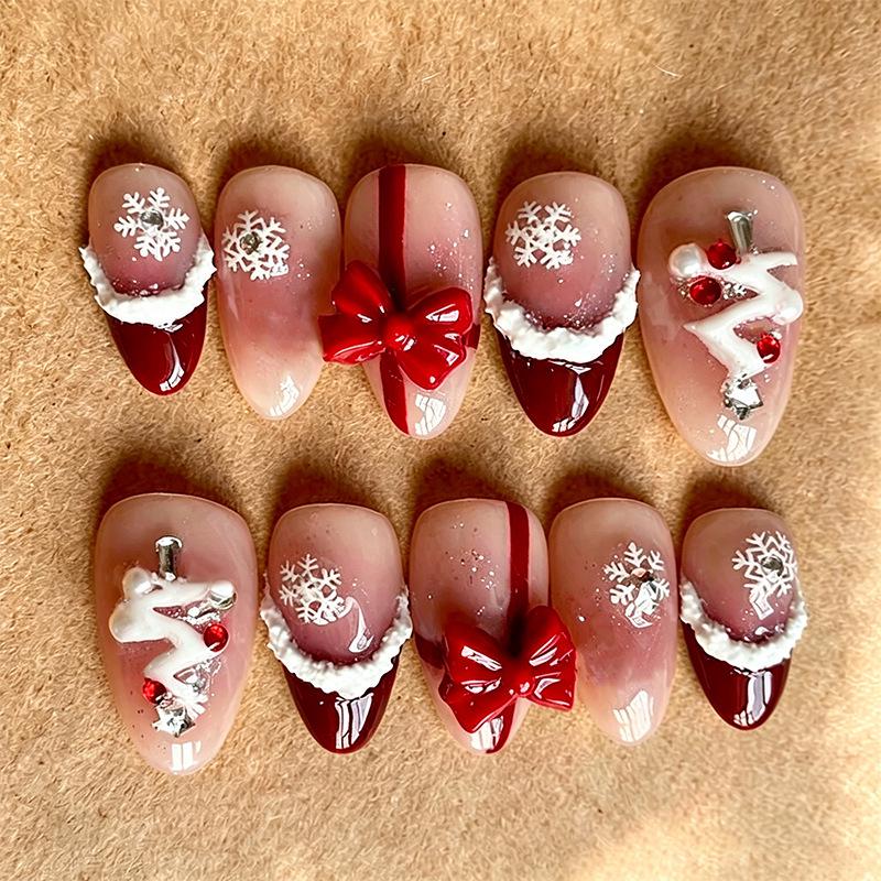 Summer European American 3D Strawberry Cherry Almond Nail Art Gel Tips