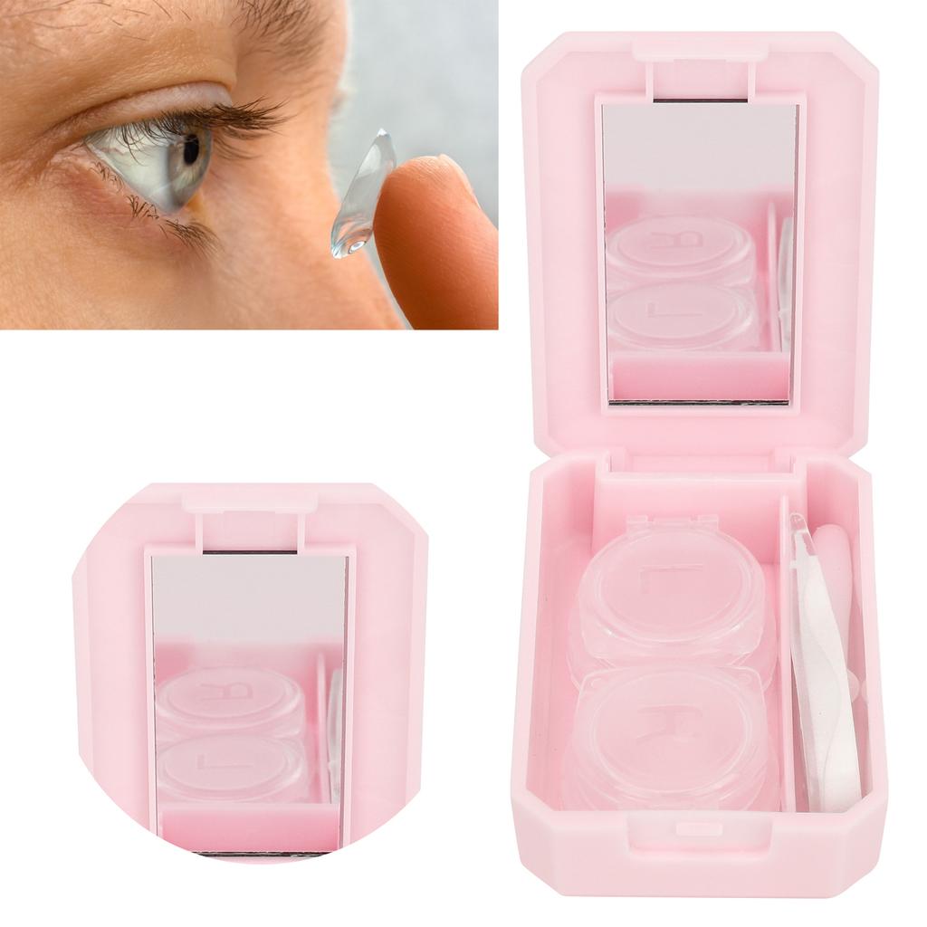 Contact Lens Box Contact Lens Soak Storage Container with Mirror Tweezer Stick Remover Tool