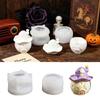 Witch Hat Silicone Candle Container Mould with Lid for Resin Casting, Mushroom House Silicone Mould for Halloween Decoration Storage Box Jewelry