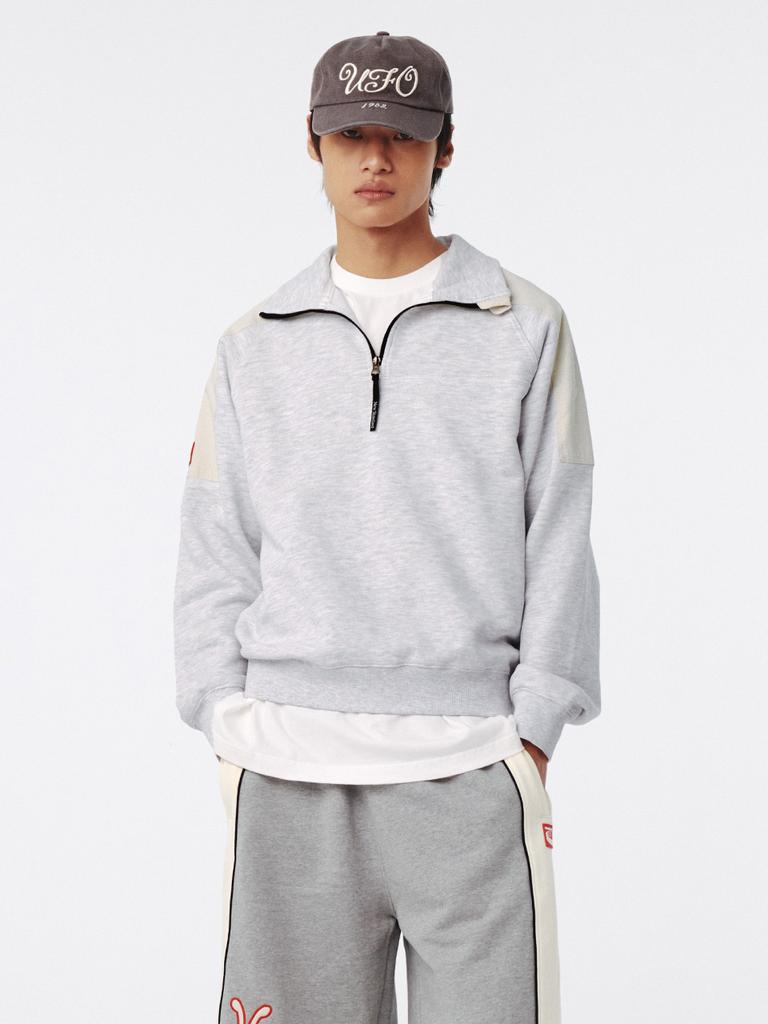 Gijunmaen Half Zip-Up Pullover Melange White