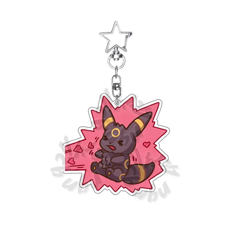 

Anime Glaceon Eevee Umbreon Jolteon Espeon Vaporeon Couple Acrylic Keychain Ornament Kawaii Cute Printed Charm Key Ring Gift Toy about 5cm