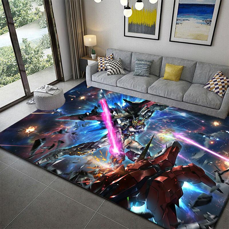 Gundam Style Retro Mecha Carpet Soft Washable Fluffy Mat for Indoor Bedroom Living Room Game Room Decor