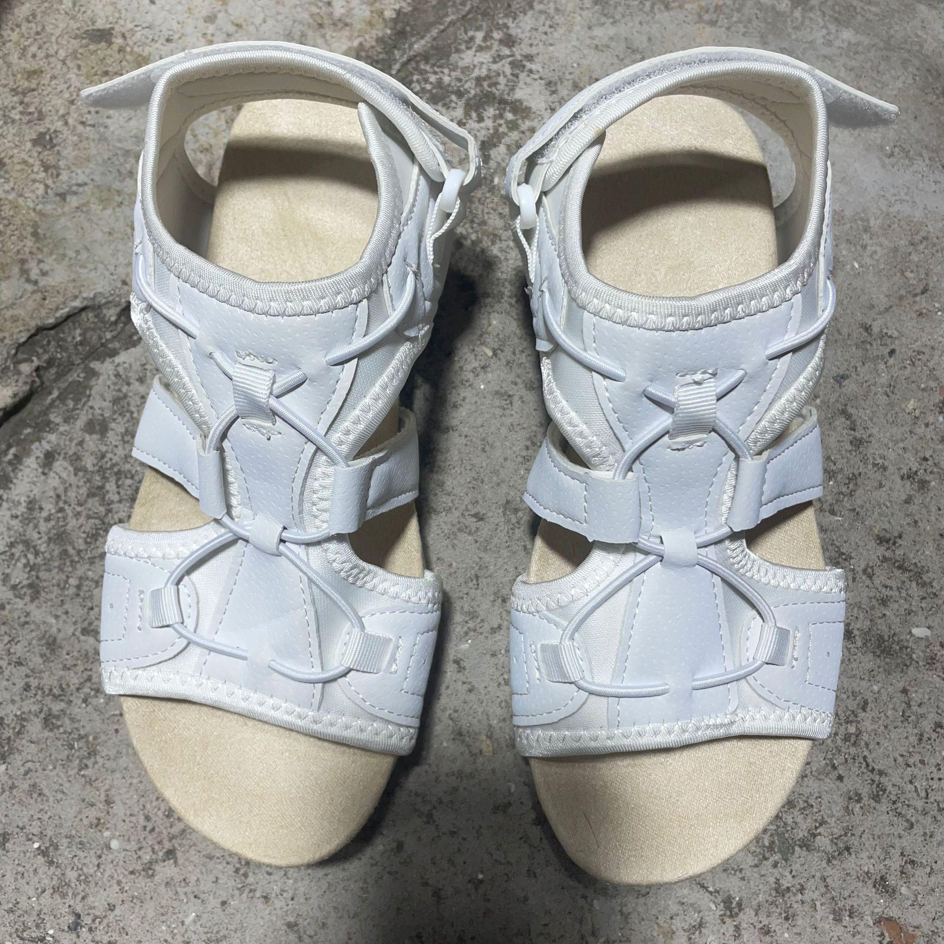 Женские сандалии повседневные пляжные сандалии на плоской подошве дышащие повседневные спортивные сандалии с перекрещивающимися ремешками 35 белый