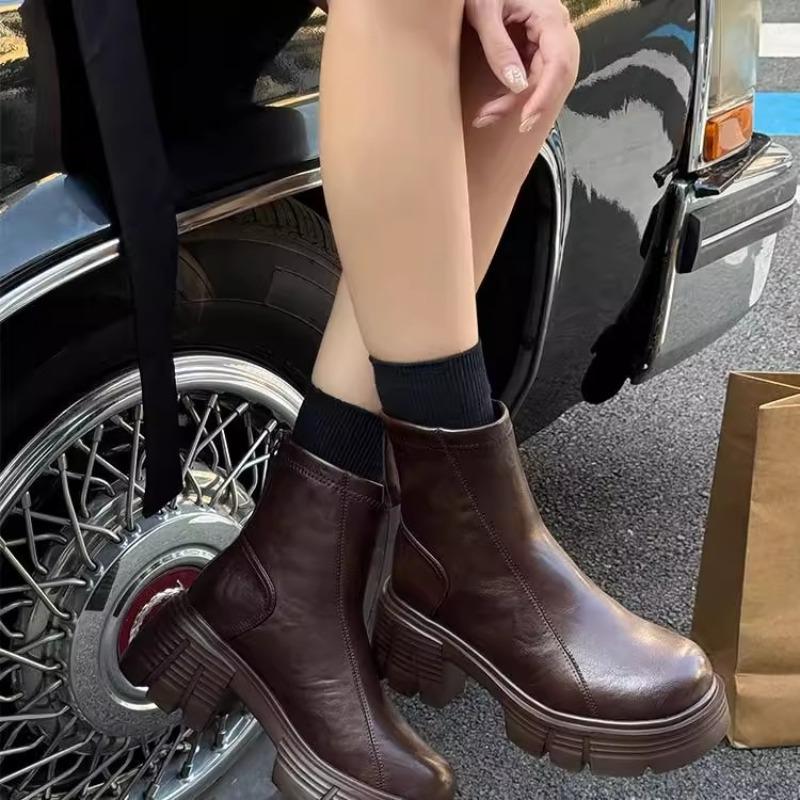 Platform Martin boots women's new autumn and winter high heels small ankle boots versatile thin short boots