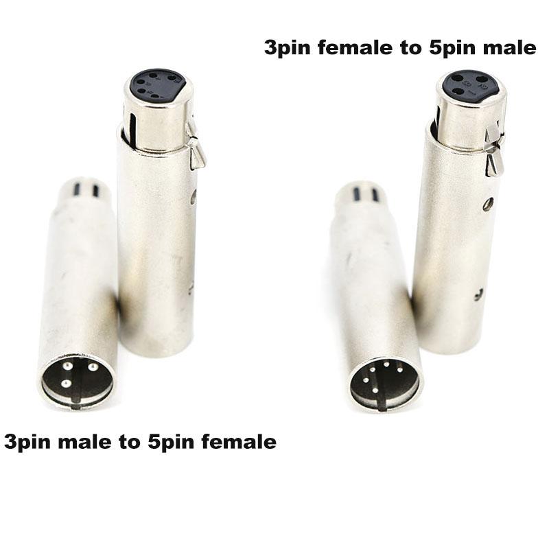Metal 3Pin XLR male To 5Pin female Converter Audio Lighting power Adapter 3Pin female To 5Pin male Connector Stage Theatre Light