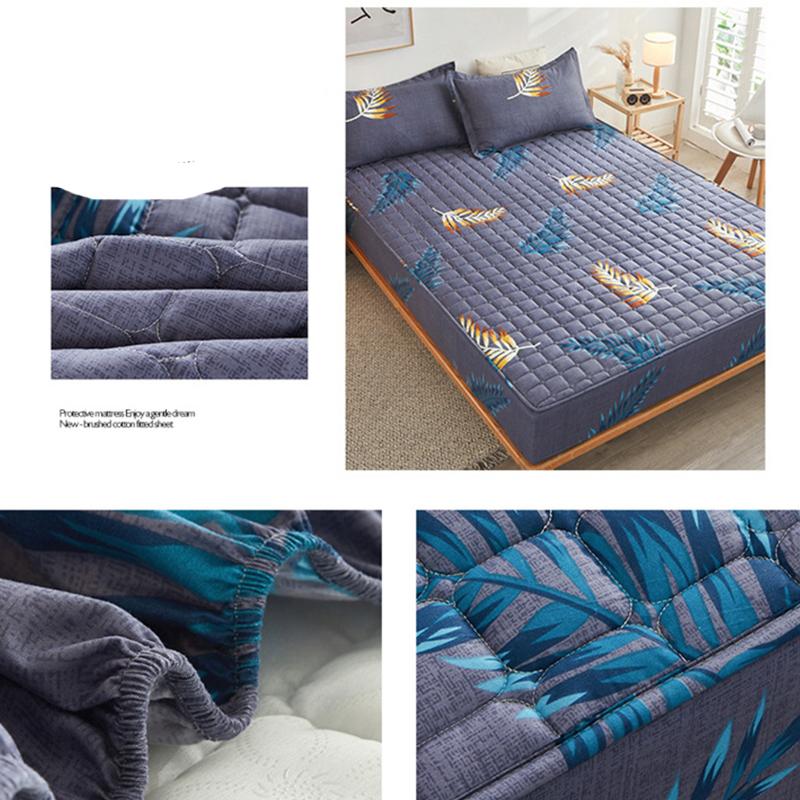 Thicken Quilted Bedspread Elastic Sheets Cotton Soft Bedding Sheet Mattress Cover Non-slip Sheet Dust Cover Fitted Sheet Mattress Topper