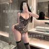Sexy Lingerie Hot Halter Leopard Print Onesie Cosplay Sexy Lace Perspective Suspender Pajamas