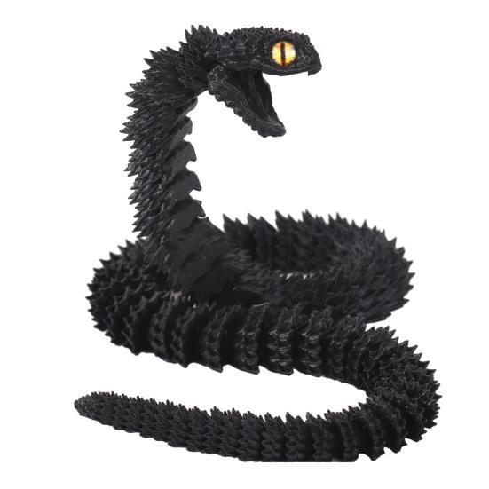 3D Printed Snake Articulated Toy, Flexible Jointed Serpent Figurine, Realistic Fidget Stress Reliever for Adults, Office Desk Decor Gift