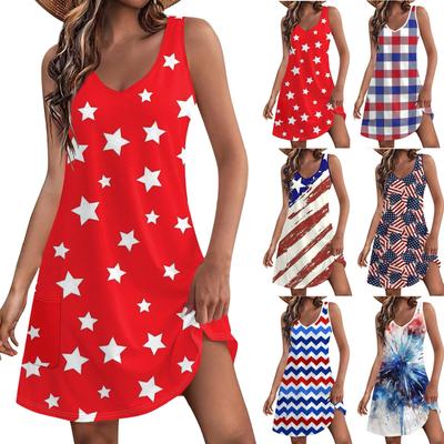 Kadın Casual Sundress Cepler Ile Yaz Boho Plaj Elbisesi Çiçek Bluzlar Kadın T-Shirt Elbise V Yaka Gevşek Tankı Elbiseler