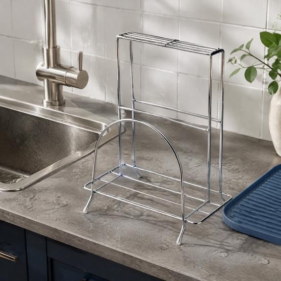 Countertop Cutting Board Organizer Stainless Steel Chopping Storage Rack And Knife Holder for Kitchen Countertop, Vertical Drain Stand Boards