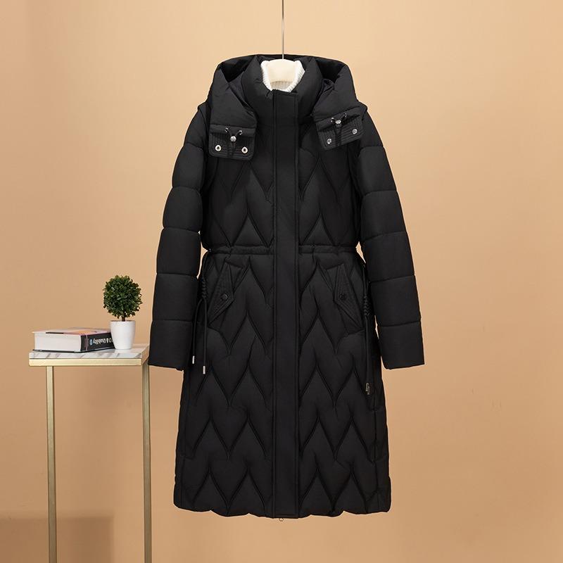 

The Coat Is Light and Long, Thickened and Loose, and the Large Size Can Be Removed Over the Knee. Long-sleeved Down Cotton Jacket. L чёрный