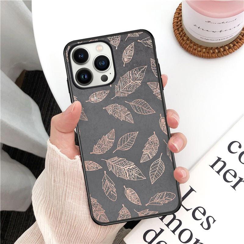 Phone Case For Iphone 14 13 12 11 Pro Max XS XR X 8 7 Plus SE Mobile Phone Cases Gold Rose Love Heart Funda Cell