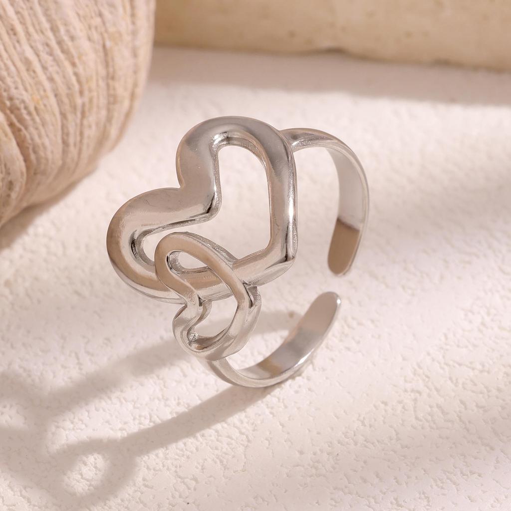 Trendy European & American Style Open Titanium Steel Ring for Women