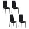 Set of 4 dining chairs kitchen chairs with high back metal legs and linen fabric 41x50x97cm black