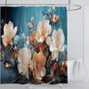 3D Stereo Beautiful Flower Printing Bathroom Curtain Waterproof Polyester Shower Curtain Home Decoration Curtain with Hooks