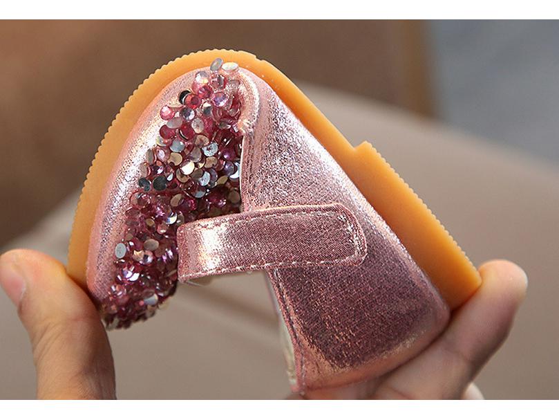 2025 Spring/Autumn Girls' Princess Rhinestone Leather Shoes – Korean Style, Non-Slip Dance Shoes for Kids