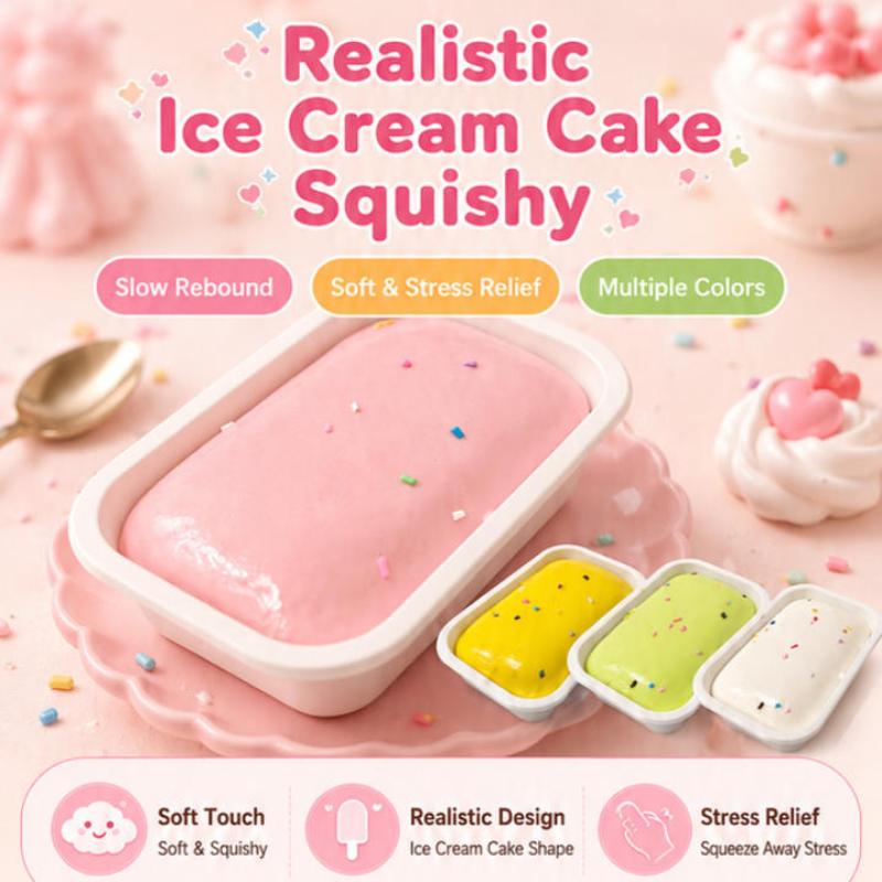 Sticky Box Cake Soft Squeeze Toy Slow Rising Butter Ice Cream Fidget Toy for Kids Party Games Adult Office Relaxation