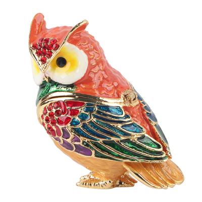 Figurina Civetta di Cristallo Scatola Portagioie Organizer Portatile per Gioielli Artigianato Decorativo per la Casa