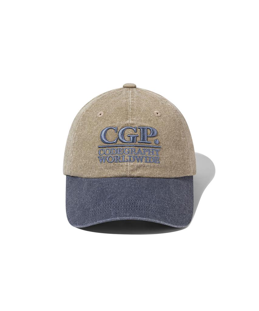 CGP Square Logo Washed Color Block Ball Cap_Light Khaki