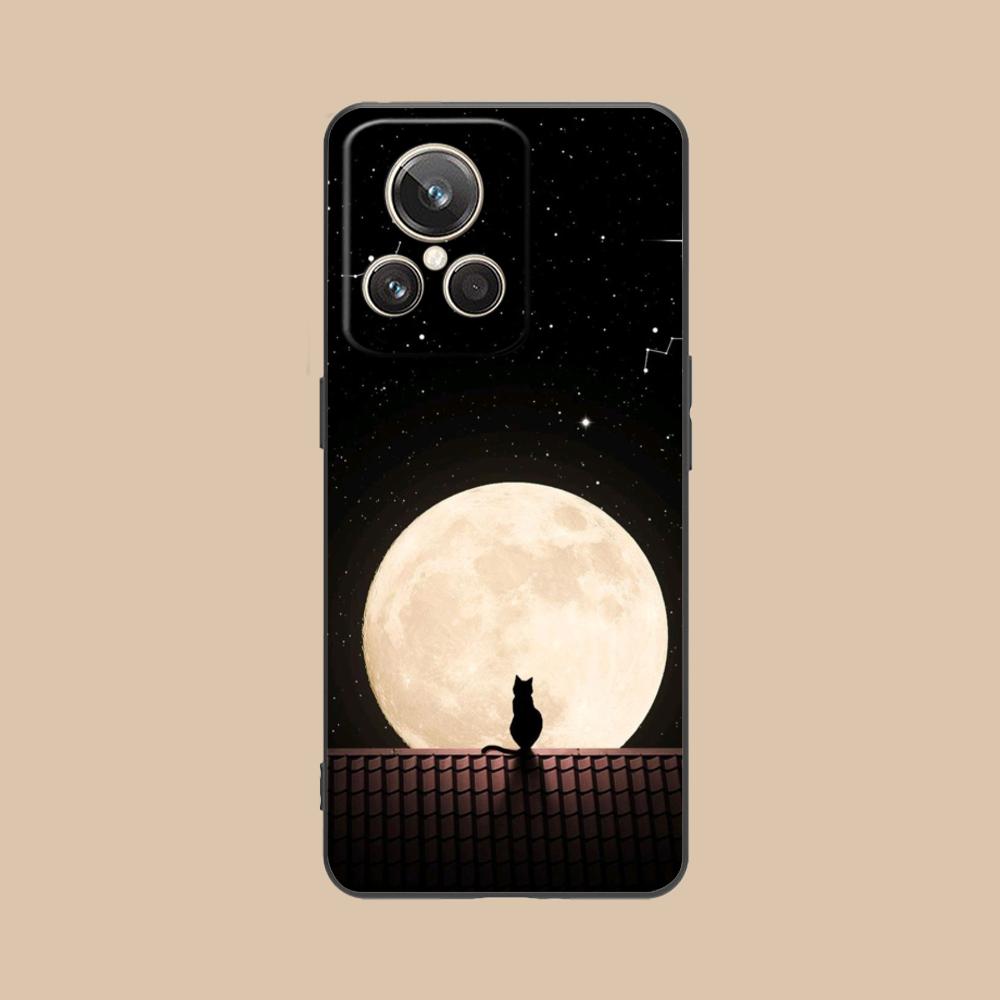 

Luna Moon Cat Mobile Phone Case for Realme GT 8 Neo Pro C75 73 71 C67 65 C55 53 C35 31 C20 15 Colorful Printing Cover Smartphone realme C15