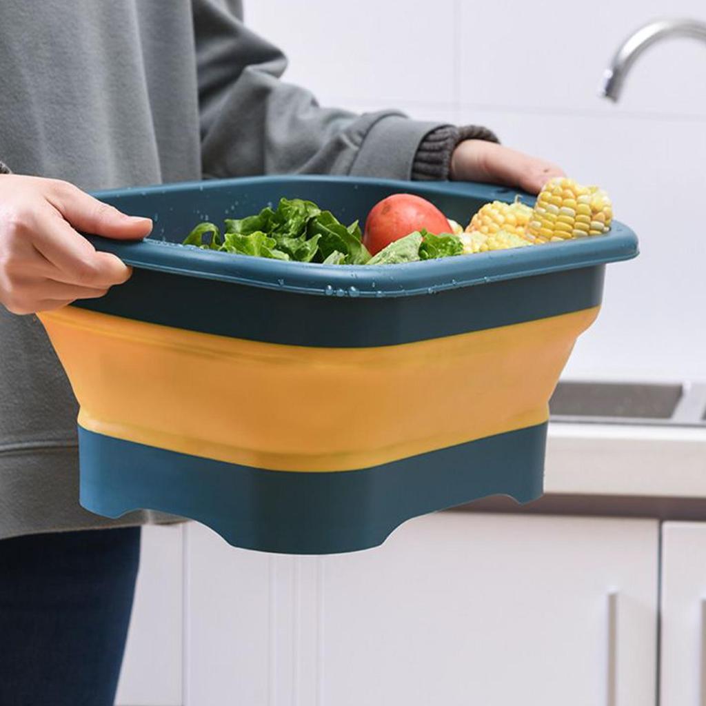 Foldable Cleaning Bucket Portable Foldable Dish Pan With Drain Plug Household Cleaning Tools For Kitchen Bowl Vegetable