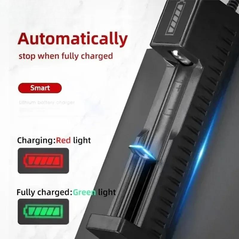 FASO Dual 18650 Battery Charger Black 2 Slots For 18650 Charging 4.2V Rechargeable Lithium Battery Charger for Laser Flashlight