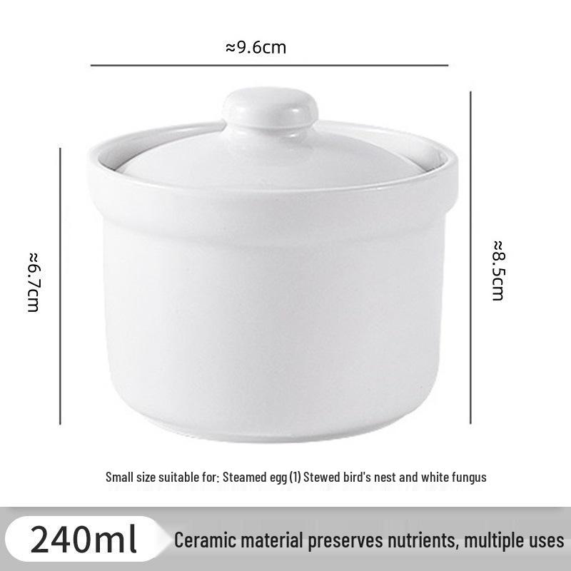 

Dual-Handled Ceramic Stew Pot with Lid, Small Double Boiler & Soup Pot, Bird s Nest Stew Bowl, Steamed Egg Cup for Health Cooking.