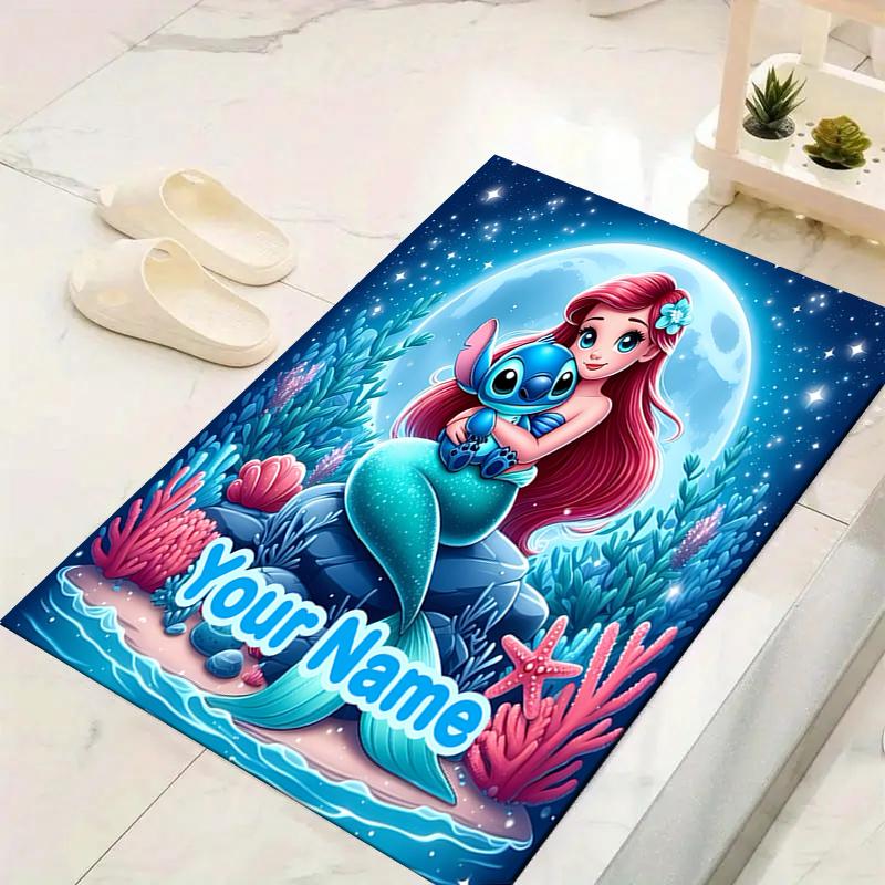 Custom 1Pc Mermaid Stitch Moonlight Adventure Rug Office Carpet Indoor Outdoor Entrance Doormat Nonslip Soft And Comfortable Living Room D916313
