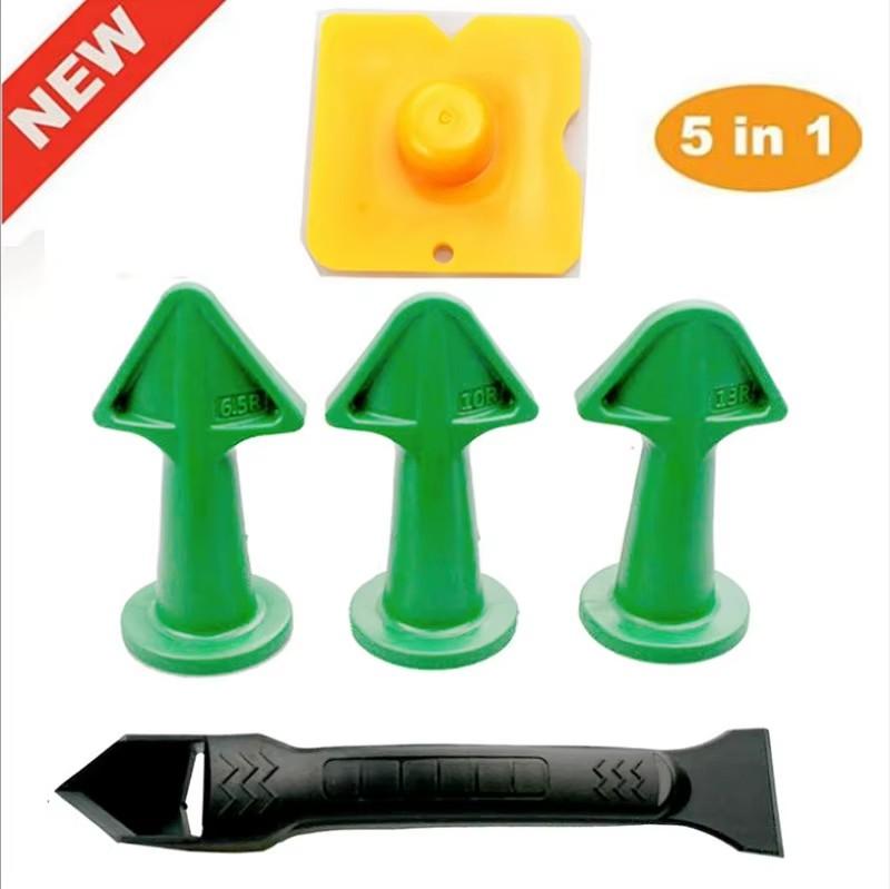 5Pcs Silicone Caulking Tools Sealant Applicator Finishing Tool Grout Remove Scraper Caulk Remover Glass Glue Angle Scraper 5 In1