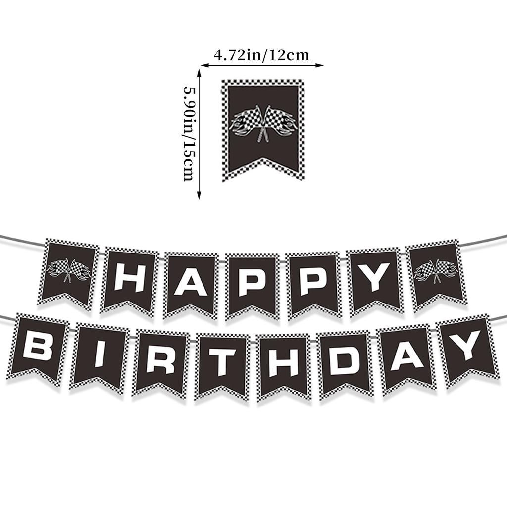 Children'S Birthday Party Arrangement Decoration Racing Theme Black And Red Flag Cake Plugin Honeycomb