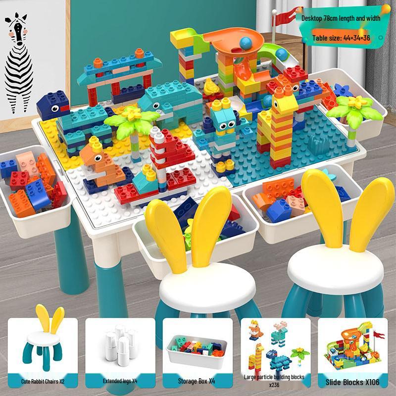 Multifunctional Building Block Table for Kids, Compatible with Large Lego Pieces, Educational Toy for Boys Ages 3-6